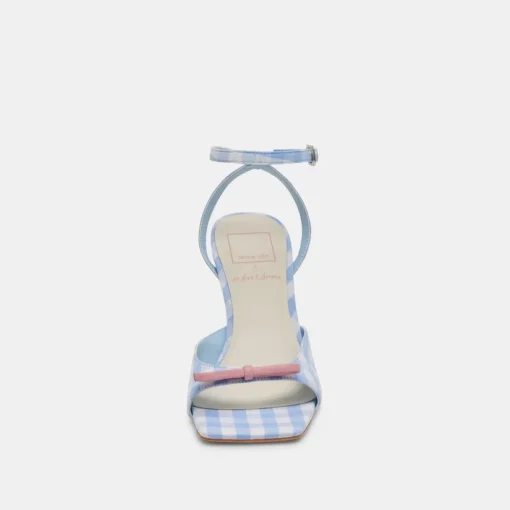 LOISE HEELS WHITE BLUE GINGHAM