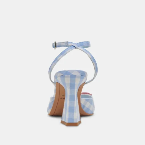 LOISE HEELS WHITE BLUE GINGHAM