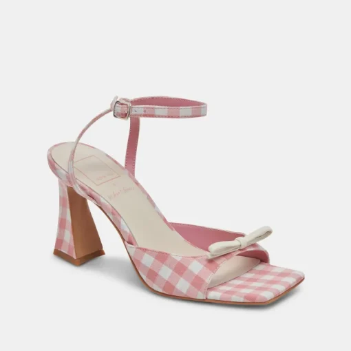 LOISE HEELS WHITE PINK GINGHAM