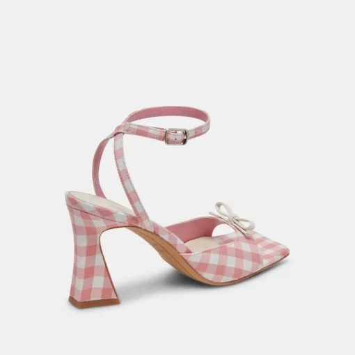 LOISE HEELS WHITE PINK GINGHAM