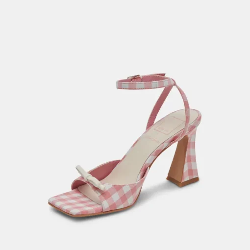 LOISE HEELS WHITE PINK GINGHAM