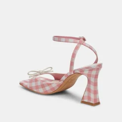 LOISE HEELS WHITE PINK GINGHAM