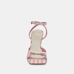 LOISE HEELS WHITE PINK GINGHAM