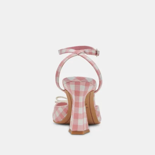 LOISE HEELS WHITE PINK GINGHAM