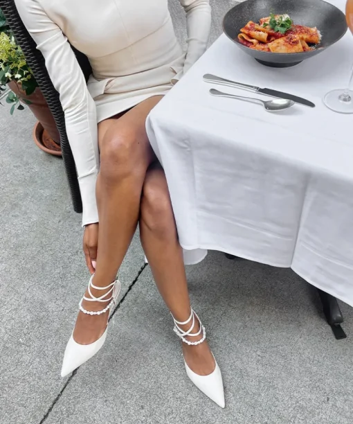 LOKLYN PEARL HEELS VANILLA LEATHER