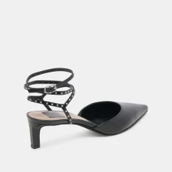 LOKLYN STUD HEELS MIDNIGHT CRINKLE PATENT