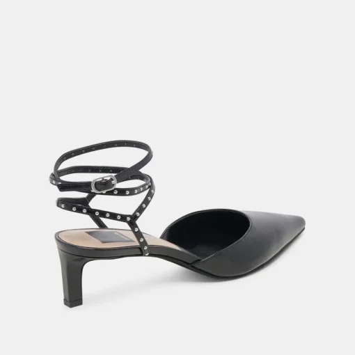 LOKLYN STUD HEELS MIDNIGHT CRINKLE PATENT