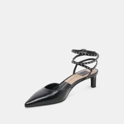 LOKLYN STUD HEELS MIDNIGHT CRINKLE PATENT