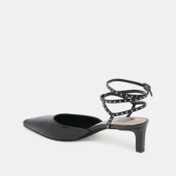 LOKLYN STUD HEELS MIDNIGHT CRINKLE PATENT