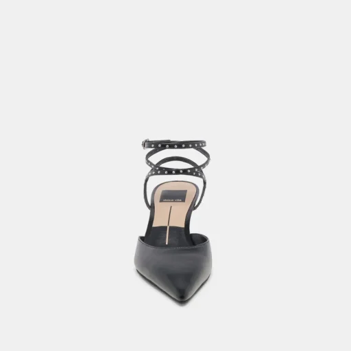 LOKLYN STUD HEELS MIDNIGHT CRINKLE PATENT
