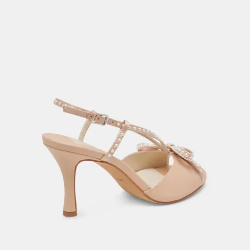 LONNY PEARL HEELS BLUSH SATIN