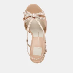 LONNY PEARL HEELS BLUSH SATIN