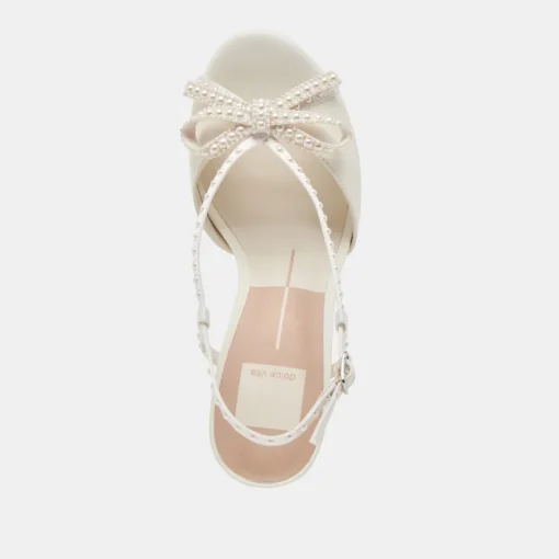 LONNY PEARL HEELS WHITE SATIN