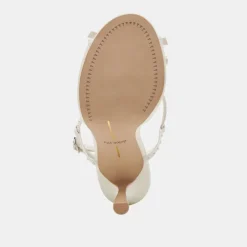 LONNY PEARL HEELS WHITE SATIN