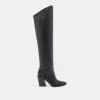 LUPIN WIDE CALF BOOTS BLACK LEATHER