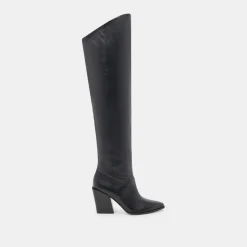 LUPIN WIDE CALF BOOTS BLACK LEATHER