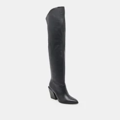 LUPIN WIDE CALF BOOTS BLACK LEATHER
