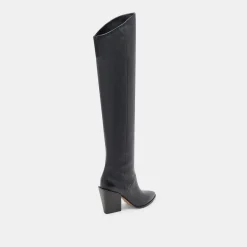 LUPIN WIDE CALF BOOTS BLACK LEATHER