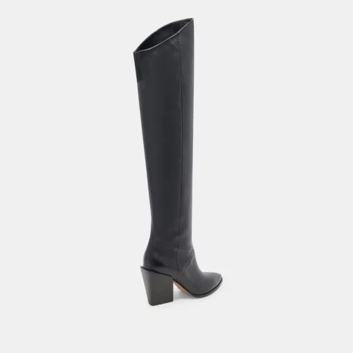 LUPIN WIDE CALF BOOTS BLACK LEATHER
