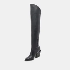 LUPIN WIDE CALF BOOTS BLACK LEATHER