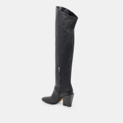 LUPIN WIDE CALF BOOTS BLACK LEATHER