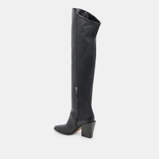 LUPIN WIDE CALF BOOTS BLACK LEATHER