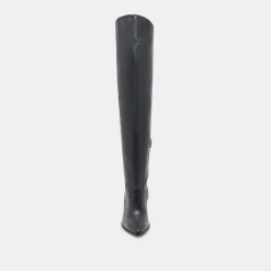 LUPIN WIDE CALF BOOTS BLACK LEATHER