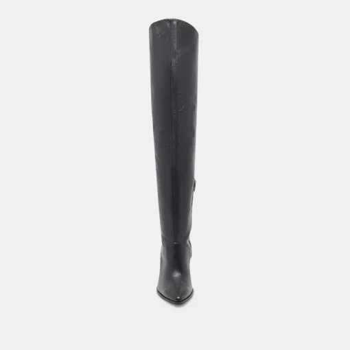 LUPIN WIDE CALF BOOTS BLACK LEATHER