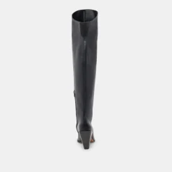 LUPIN WIDE CALF BOOTS BLACK LEATHER