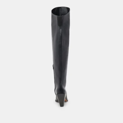 LUPIN WIDE CALF BOOTS BLACK LEATHER