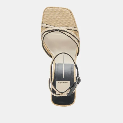 MANJI BRAID HEELS BLACK NATURAL JUTE