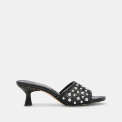MEEZA PEARL HEELS ONYX MESH