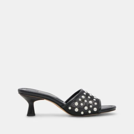 MEEZA PEARL HEELS ONYX MESH