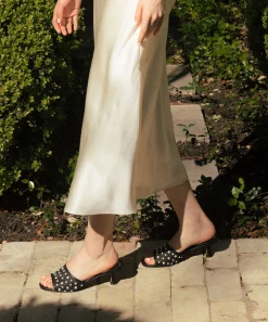 MEEZA PEARL HEELS ONYX MESH