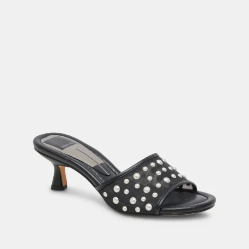MEEZA PEARL HEELS ONYX MESH