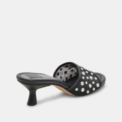 MEEZA PEARL HEELS ONYX MESH
