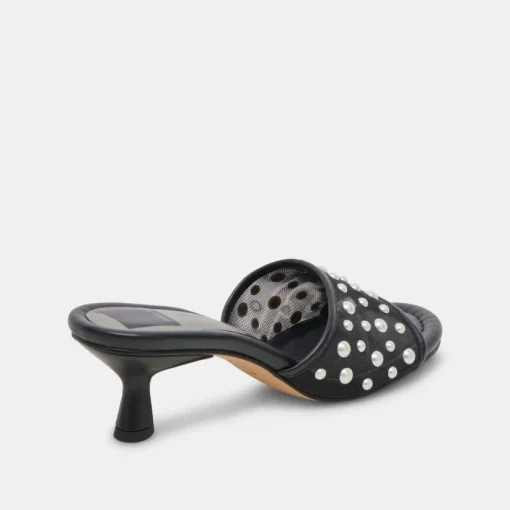MEEZA PEARL HEELS ONYX MESH