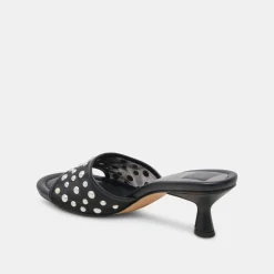 MEEZA PEARL HEELS ONYX MESH