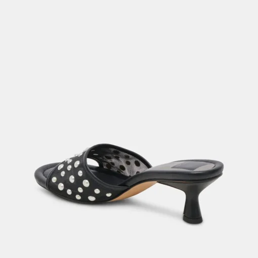 MEEZA PEARL HEELS ONYX MESH