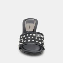 MEEZA PEARL HEELS ONYX MESH