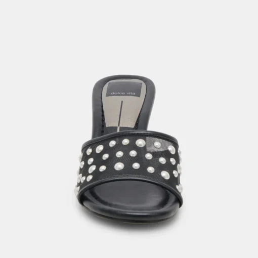 MEEZA PEARL HEELS ONYX MESH