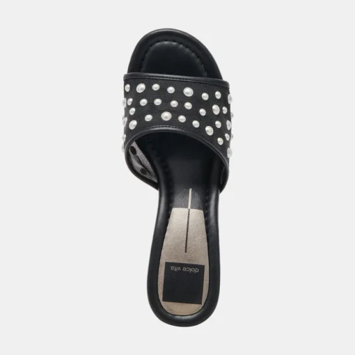 MEEZA PEARL HEELS ONYX MESH