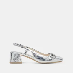 MELLI HEELS SILVER DISTRESSED LEATHER