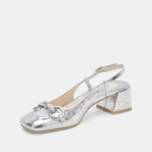 MELLI HEELS SILVER DISTRESSED LEATHER