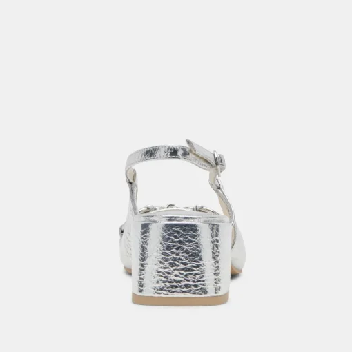 MELLI HEELS SILVER DISTRESSED LEATHER