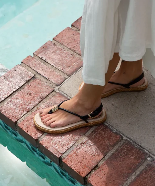 MERYL SANDALS BLACK LEATHER