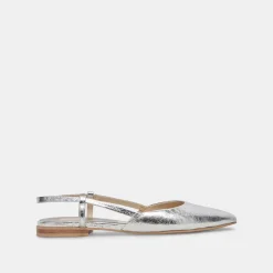 NARAH FLATS SILVER METALLIC LEATHER