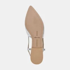 NARAH FLATS SILVER METALLIC LEATHER