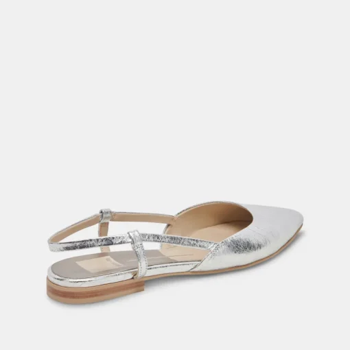 NARAH FLATS SILVER METALLIC LEATHER