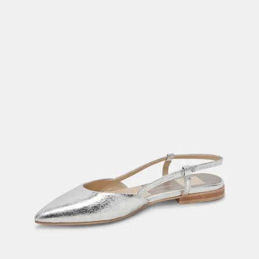 NARAH FLATS SILVER METALLIC LEATHER